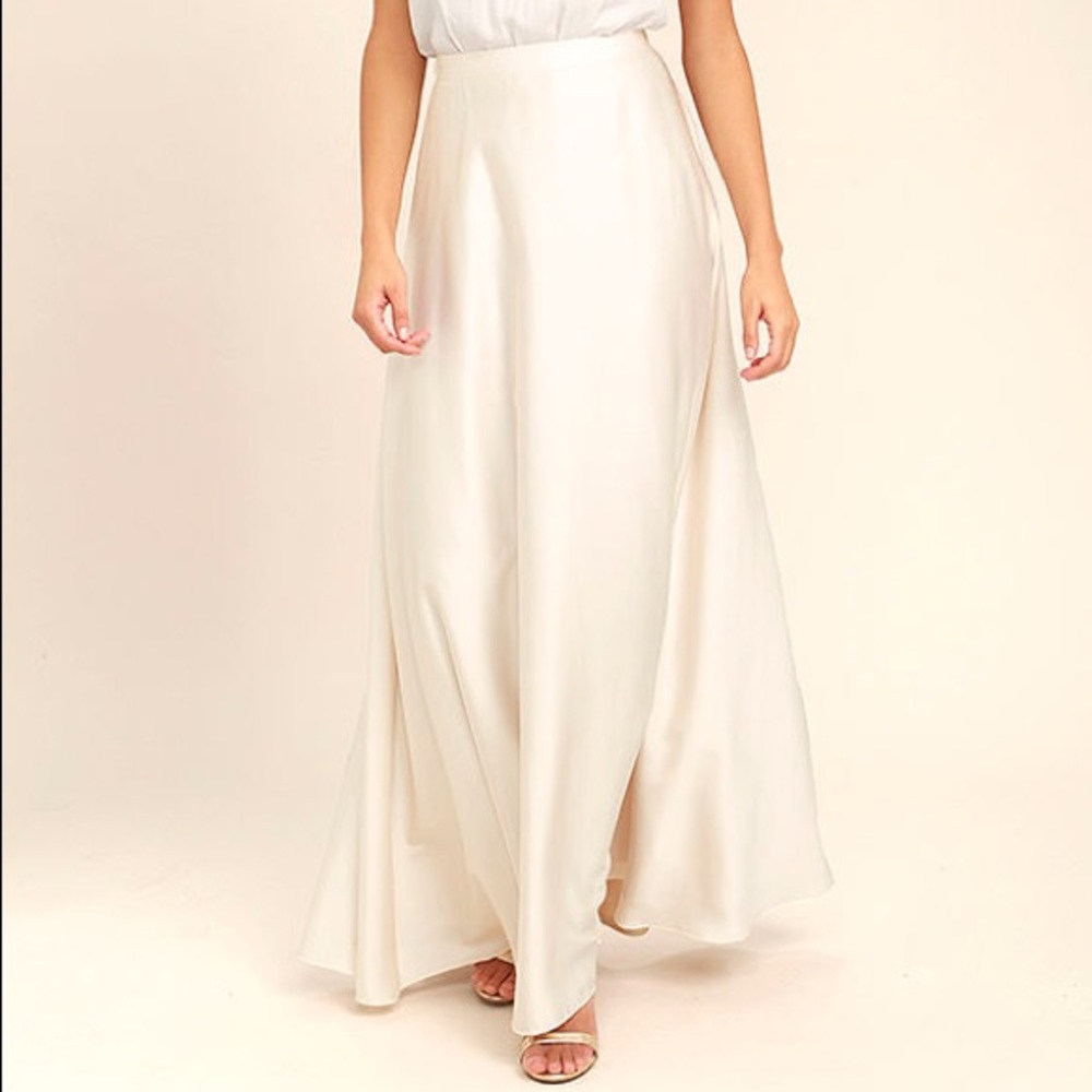 Picture Perfect Cream Satin Maxi Skirt